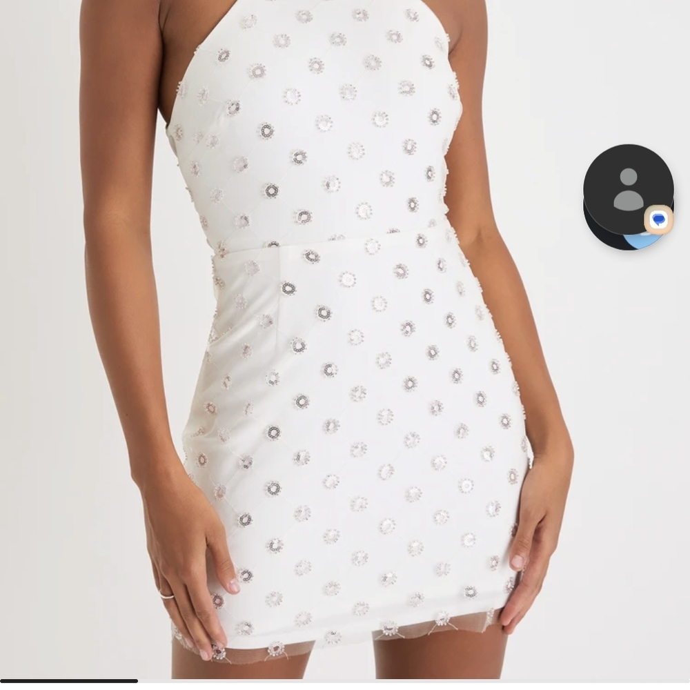 Lulus Elegant White Floral Embellished Dress